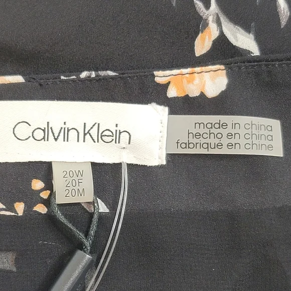 Calvin Klein Black Multi Printed Asymmetric Midi Pleated Skirt Plus Size 20W - Picture 7 of 12